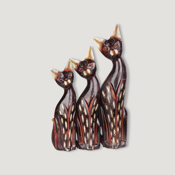 Holzdekoration Set von drei Katzen