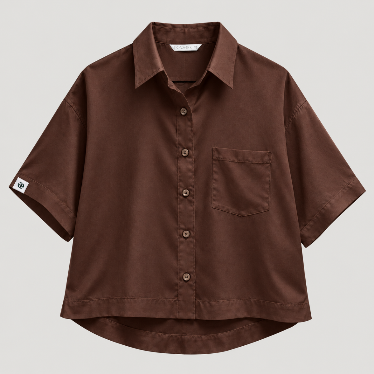 Bavlněná košile s krátkým rukávem Yves – Brown Cocoa