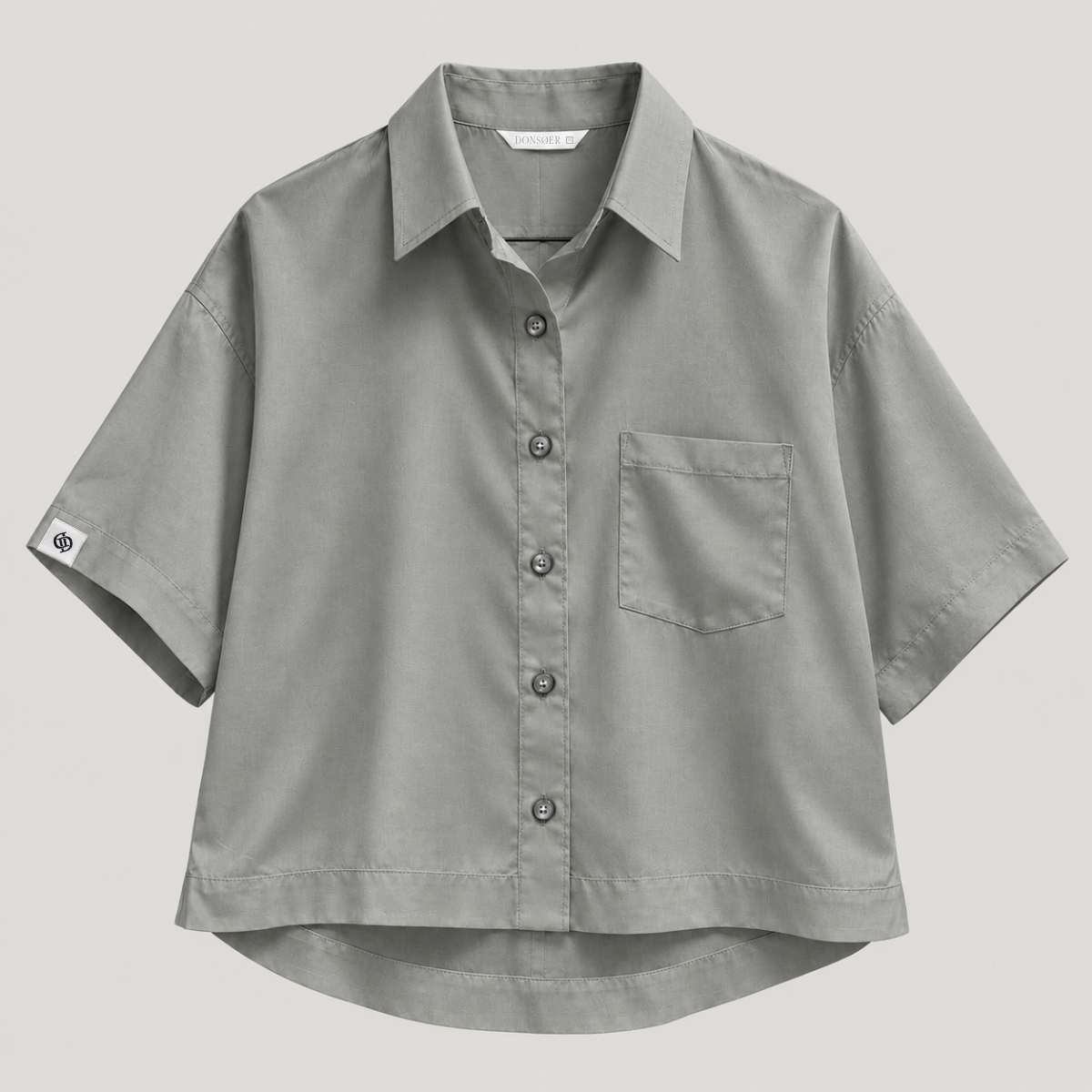 Bavlněná košile s krátkým rukávem Yves – Stone Grey