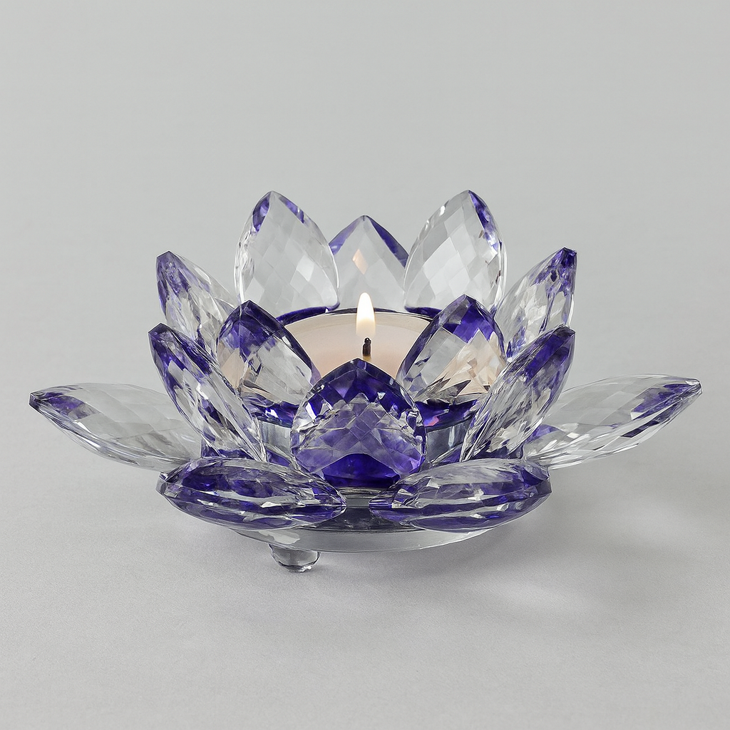 Lotus candlestick made of crystal glass - Virelle