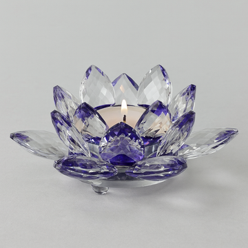 Lotus candlestick made of crystal glass - Virelle