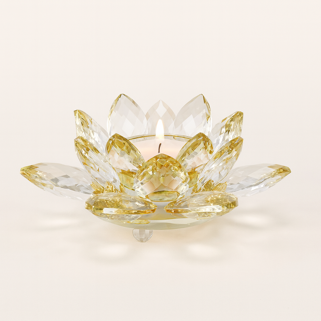 Lotus candlestick made of crystal glass - Soléa