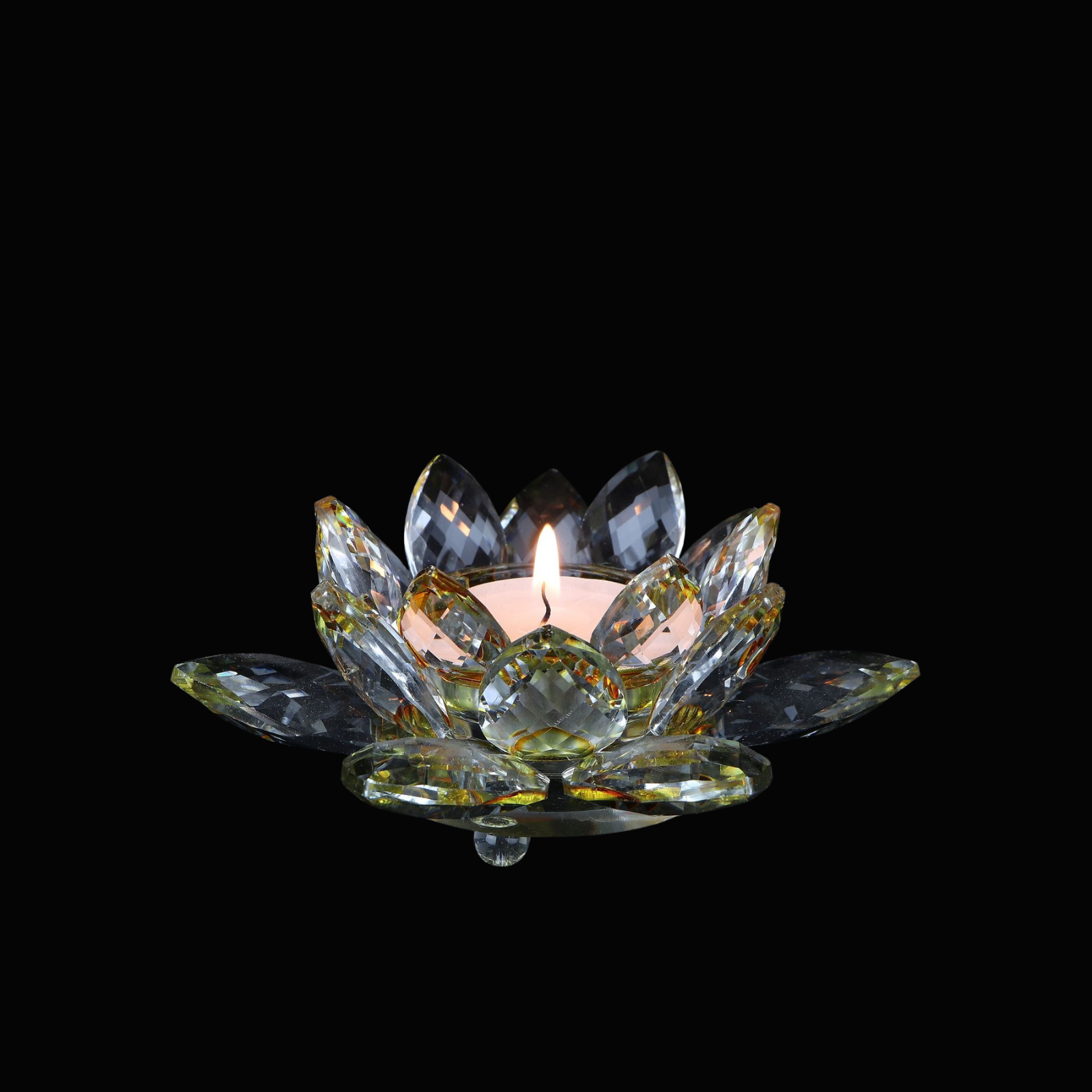 Lotus candlestick made of crystal glass - Soléa