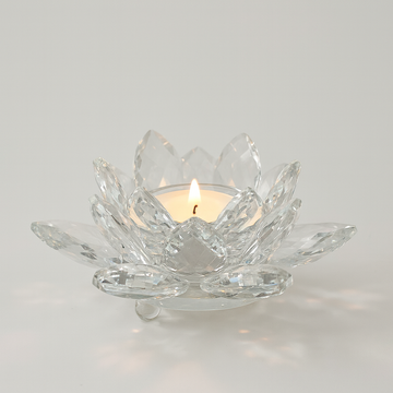 Lotus candlestick made of crystal glass - Lumen