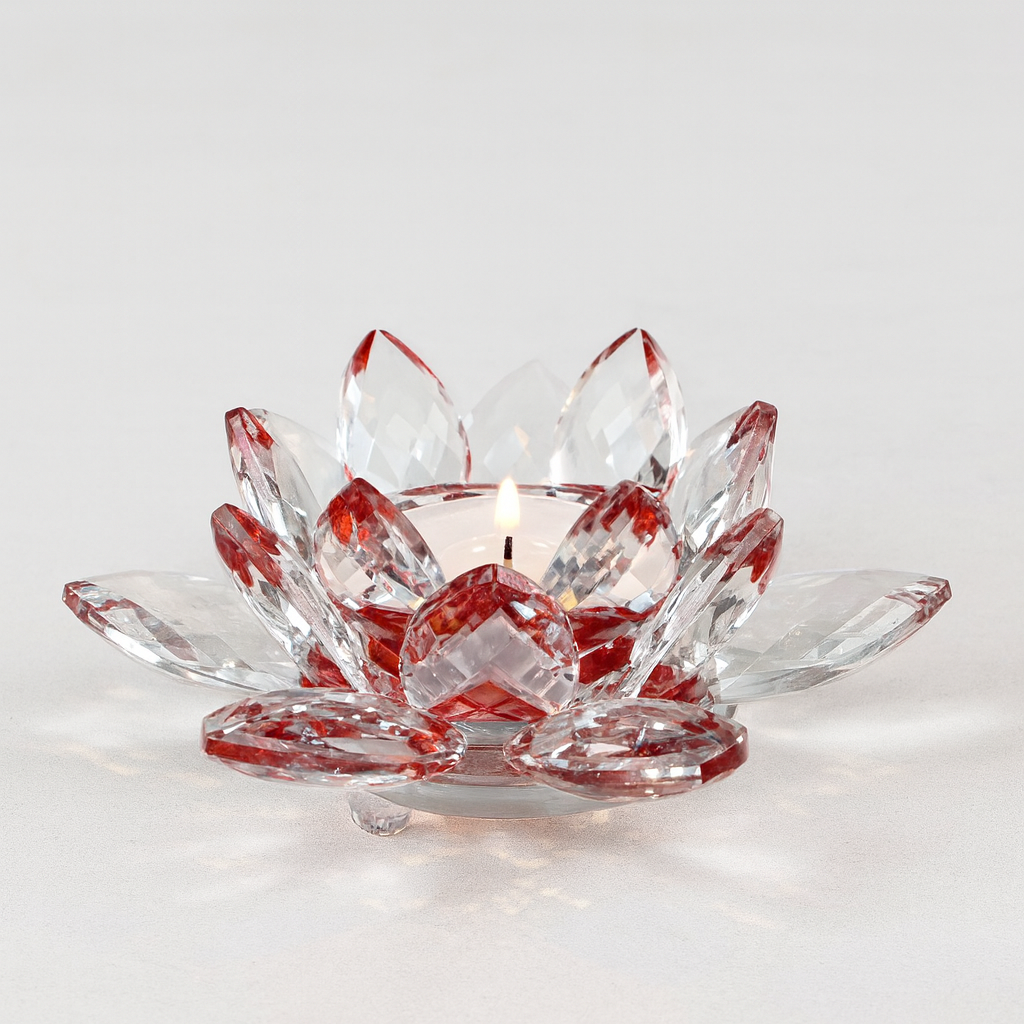 Lotuskerzenhalter aus Kristallglas - Rubra