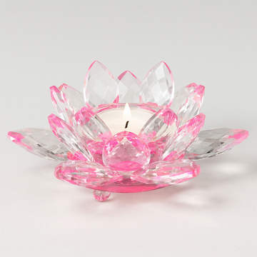 Lotus candlestick made of crystal glass - Roselle