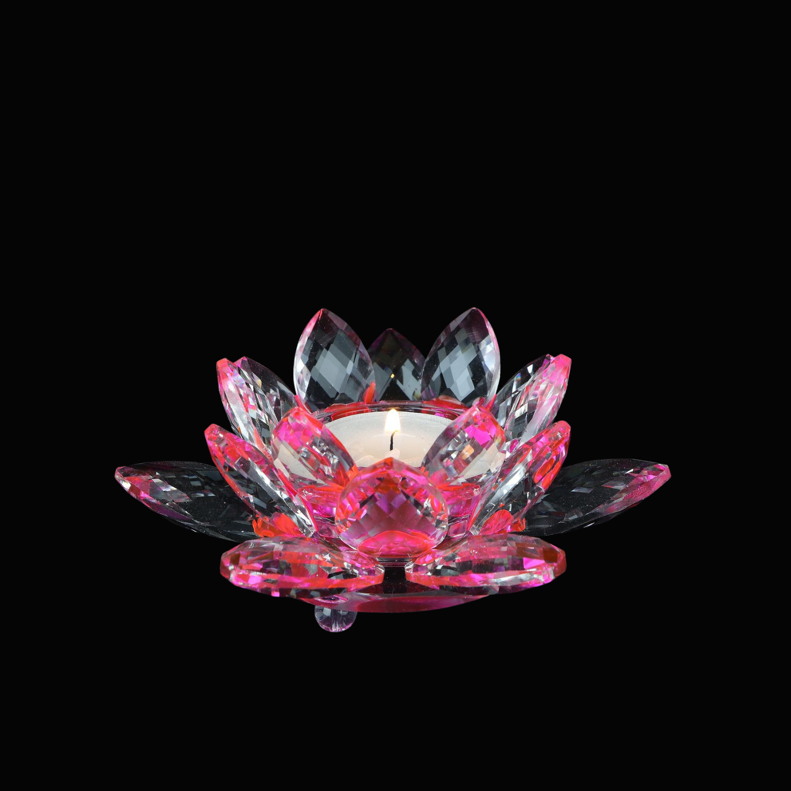 Lotus candlestick made of crystal glass - Roselle