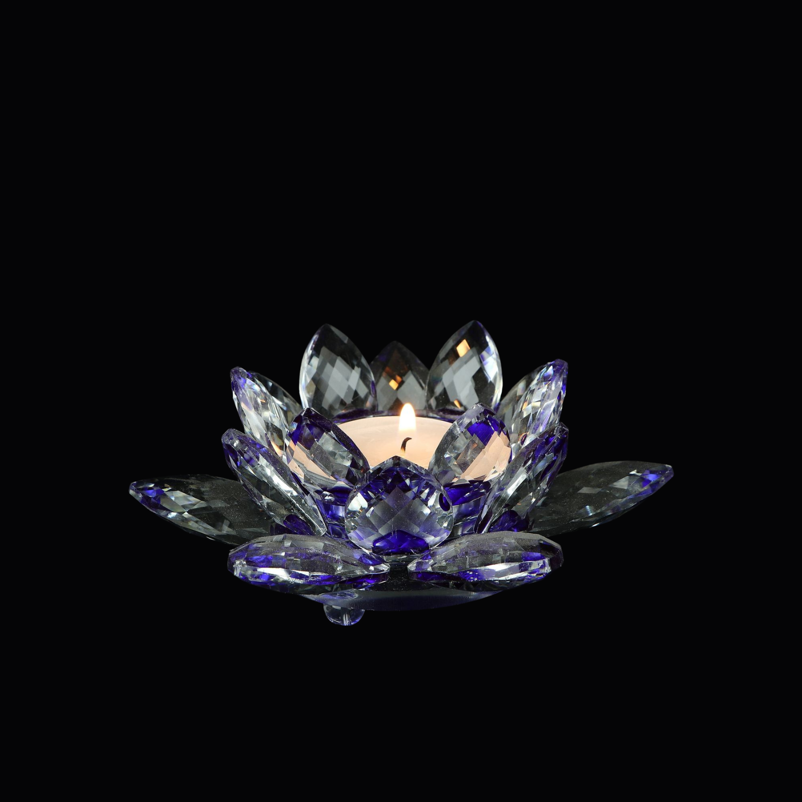 Lotus candlestick made of crystal glass - Virelle