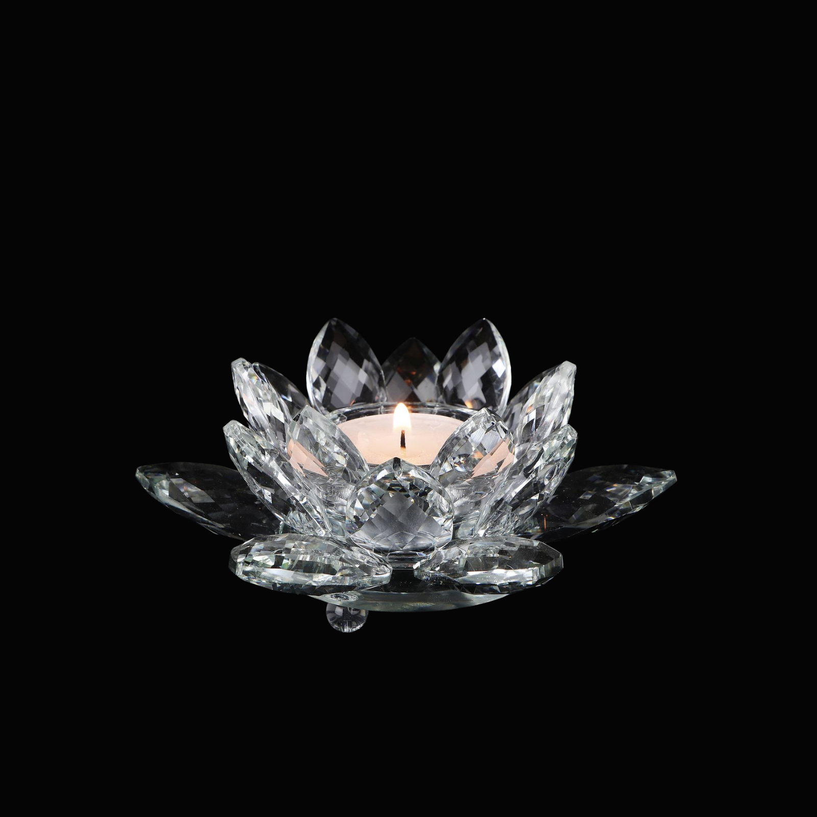 Lotus candlestick made of crystal glass - Lumen
