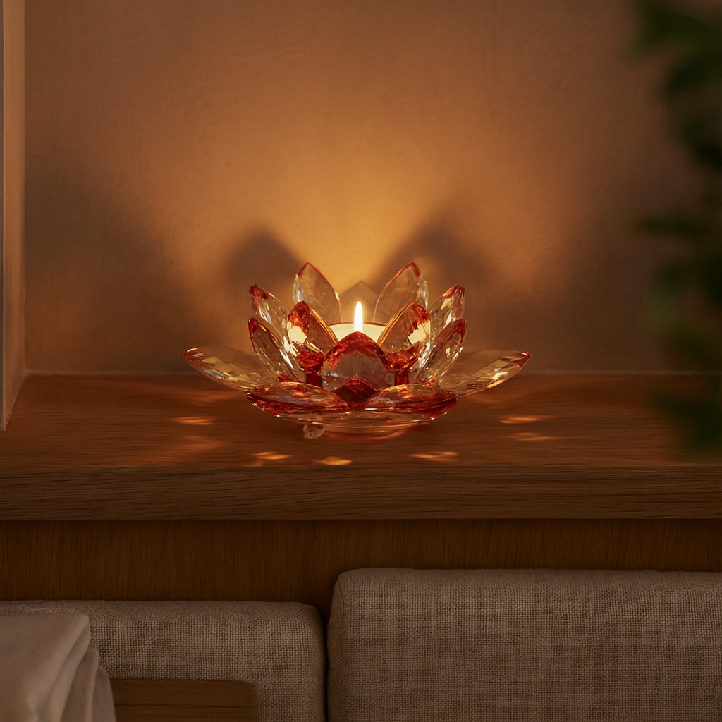 Lotuskerzenhalter aus Kristallglas - Rubra