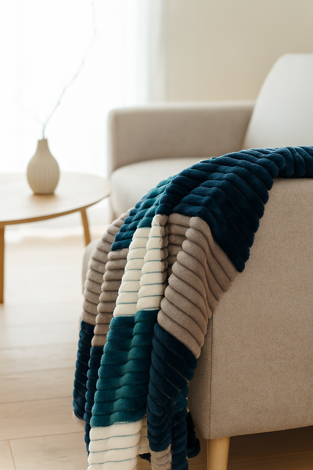 Plush blanket Vara - Blue Moss
