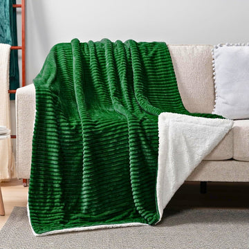 Plüschdecke mit Schafsfell - Oliven