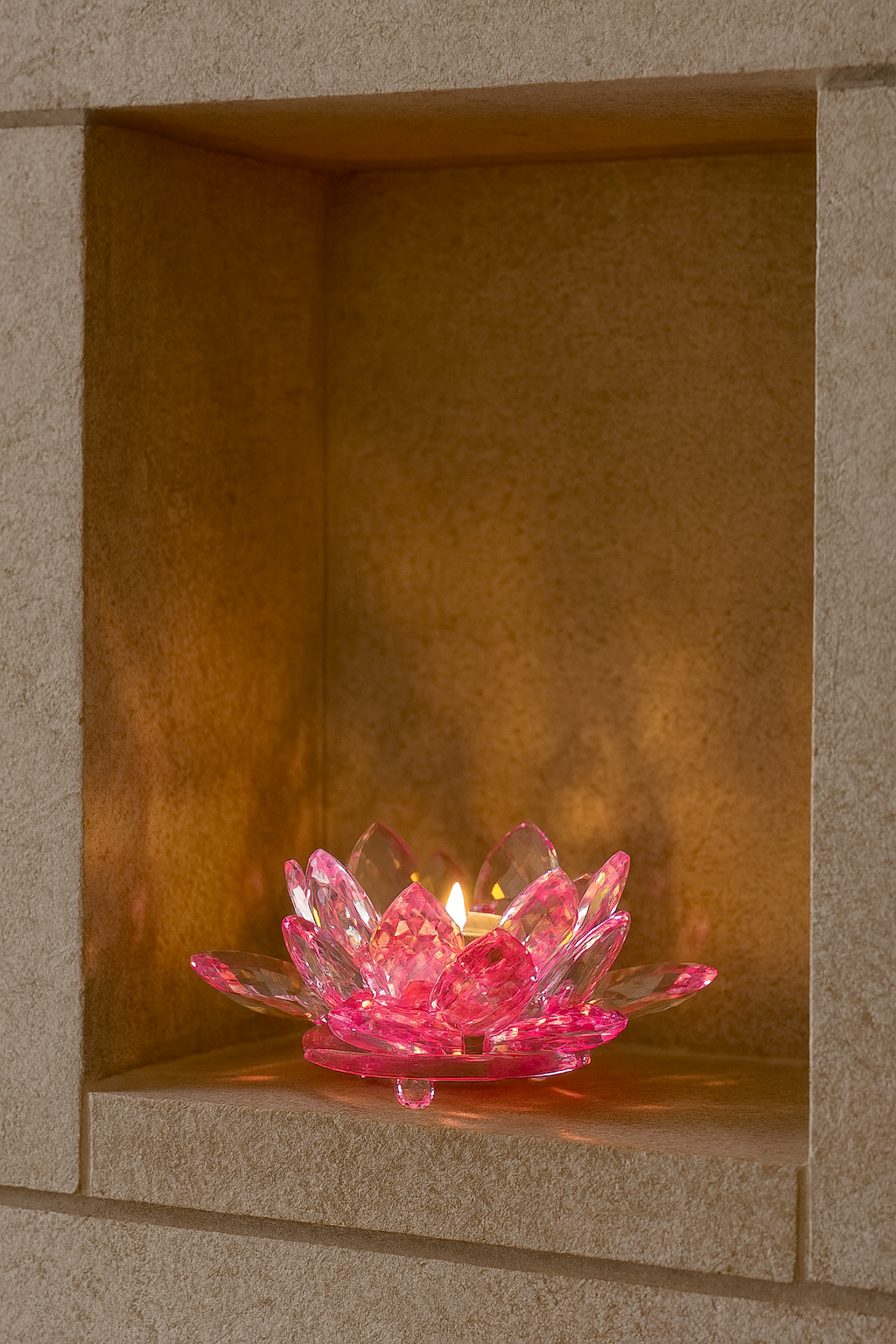 Lotus candlestick made of crystal glass - Roselle