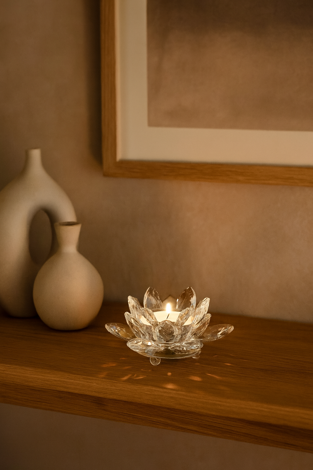 Lotus candlestick made of crystal glass - Lumen